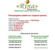 Распродажа семян по старым ценам.